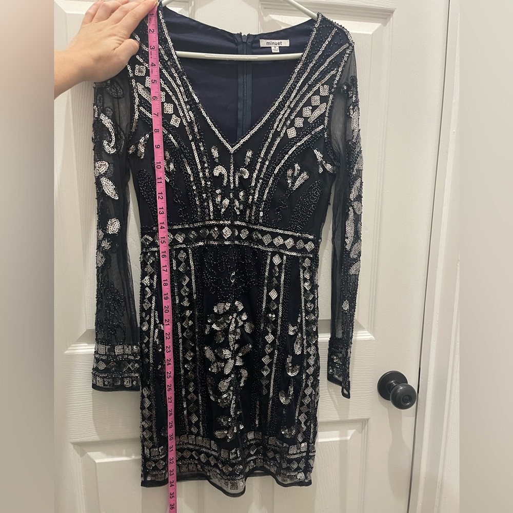 Navy Blue Sequin Embellished Dress